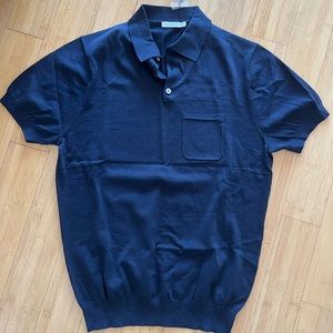 Navy cotton short sleeve polo
